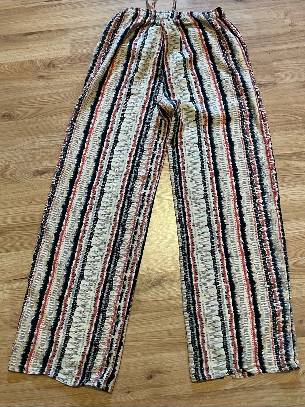 Japna Striped Wide-Leg Lounge Pants in Red size medium beach relax soft